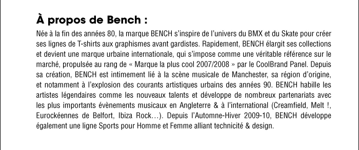 &Agrave; propos de Bench