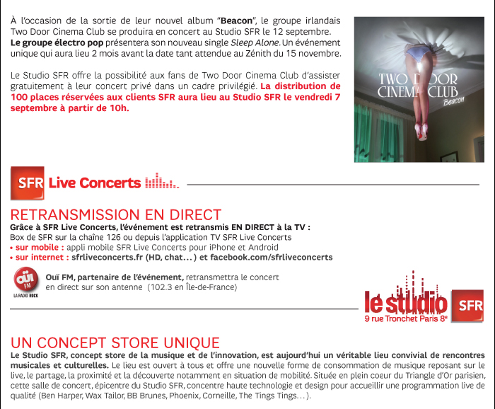 AU STUDIO SFR LE 12 SEPTEMBRE