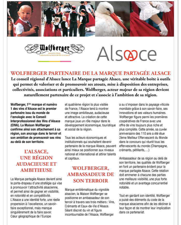   WOLFBERGER PARTENAIRE DE LA MARQUE PARTAGÉE ALSACE 